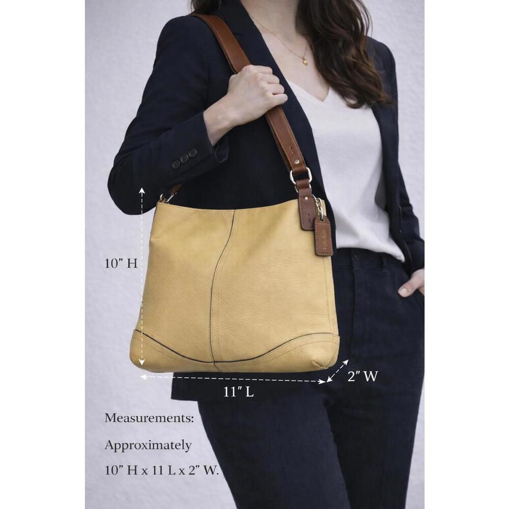 Coach Yellow Leather Shoulder Bag with Brown Strap Y2K